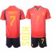 Tanie Strój piłkarski Hiszpania Alvaro Morata #7 Koszulka Podstawowej dla dziecięce MŚ 2022 Krótkie Rękawy (+ szorty)